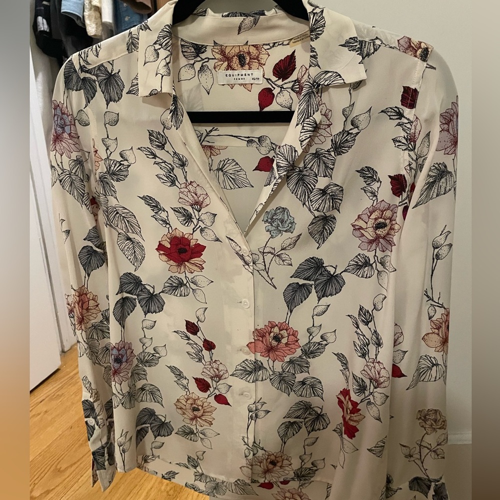 Equipment Button Down Blouse With Pretty Florals - image 3